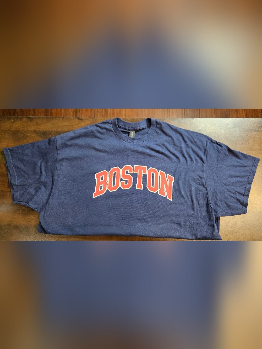 XXL Boston Navy Graphic Tee with Red Lettering